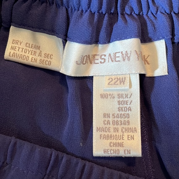 JONES NEW YORK Size 22W 100% Silk Cornflower Blue  Pull-On Pant Loose $155 NEW - Picture 13 of 15